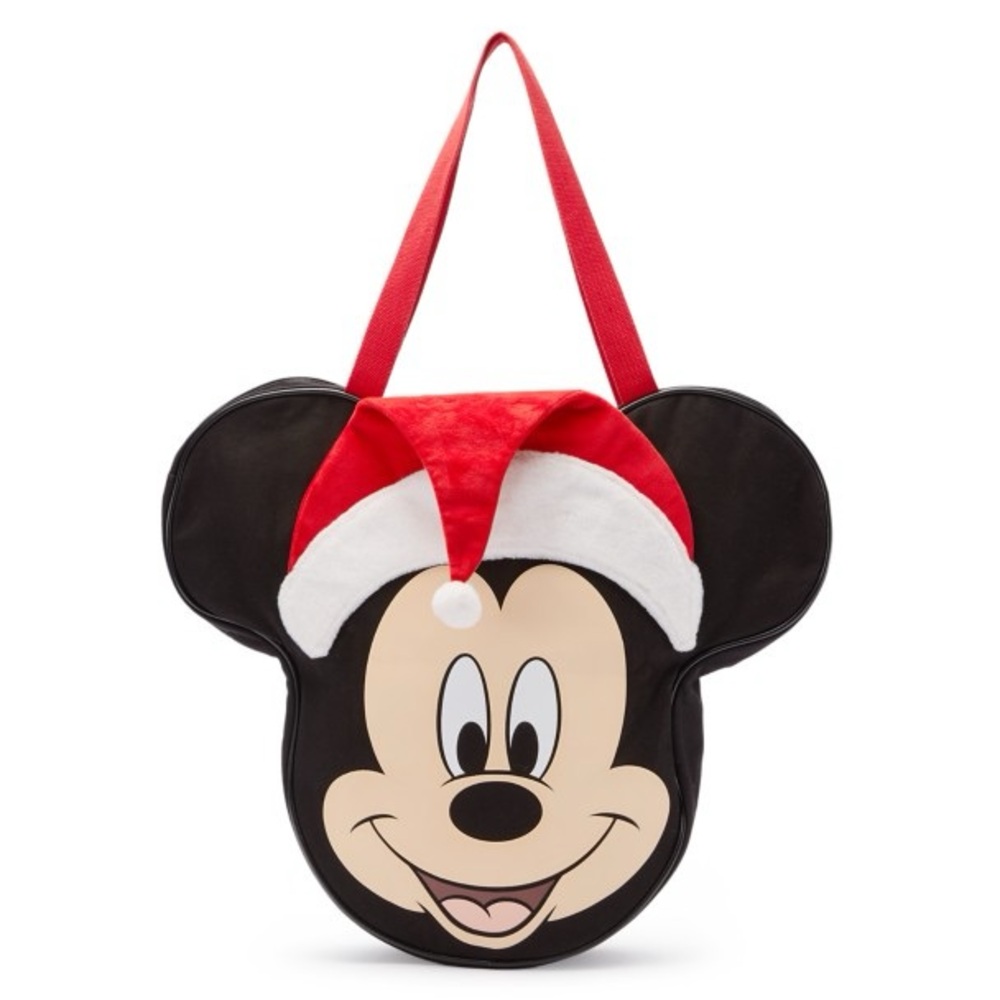 NWT Mickey Mouse Santa Big Face Holiday Canvas Tote Bag